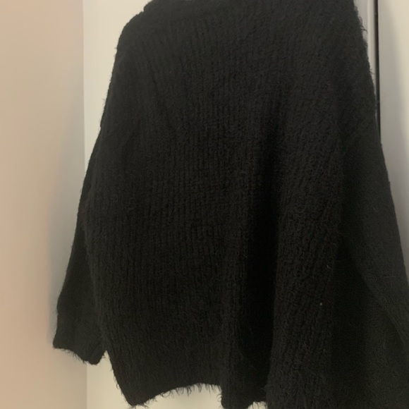 Black Fuzzy Soft Cardigan With Buttons - Picture 6 of 8